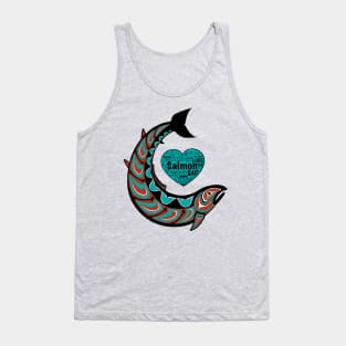 Pacific Northwest Salmon in teal and maroon Tank Top